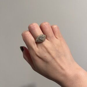 NWT Diamonique Gold Heart Fancy Diamond Ring